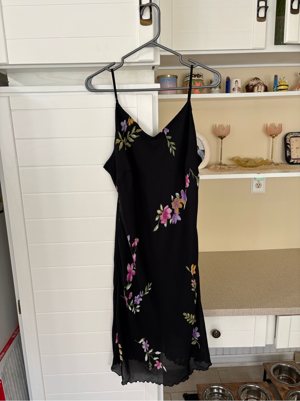 Vintage black floral slip dress